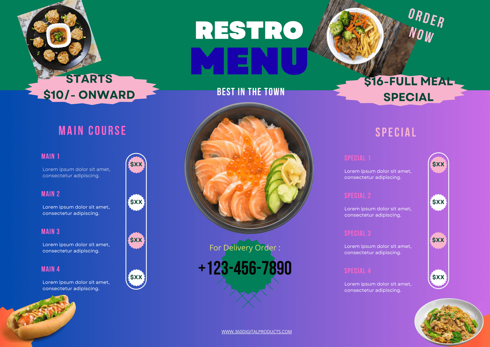 menu, templates,
